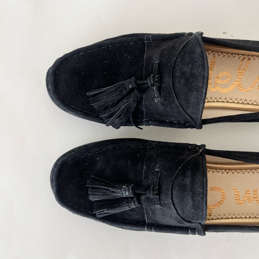 Sam Edelman Therese suede leather tassel loafers black 8.5 - Picture 6 of 10